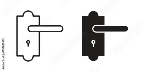 Doorknob icon set. Black icon on white background