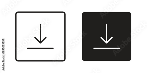 Download icon set. Black icon on white background