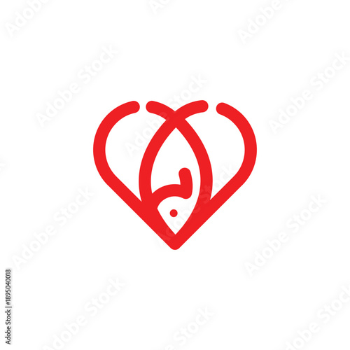 Red heartshaped logo with a unique intertwined design on white background.