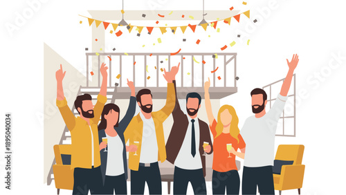 Celebration gathering with friends in a modern loft apartment setting