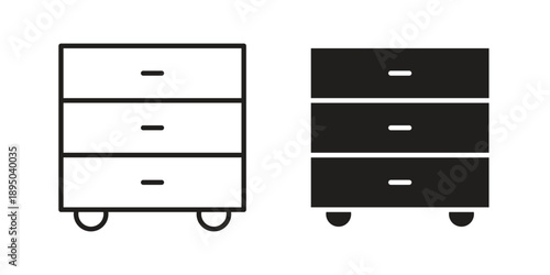 Dresser icon set. Black icon on white background