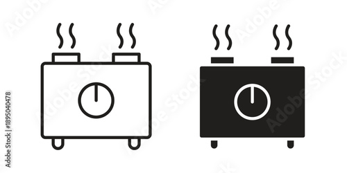 Electric hot plate icon set. Black icon on white background