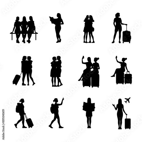 sister travel silhouette