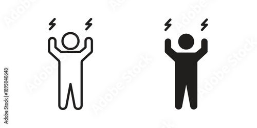 Energized human icon set. Black icon on white background