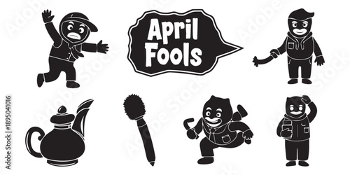 April fool day icon silhouette. Vector and illustration design April Fools vector elements vector icon black silhouette white background, April Fools vector elements vector icon ,pro