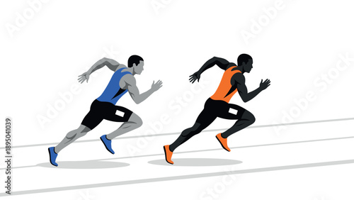 Dynamic running race scene featuring two athletes in motion