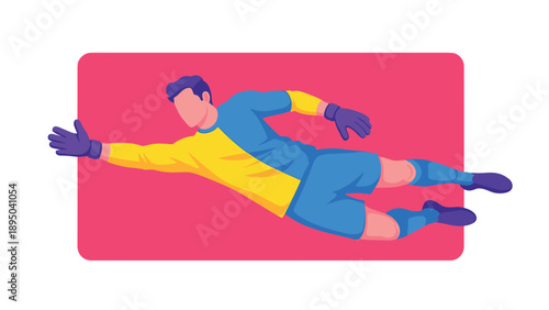 Dynamic soccer goalie in action with vibrant colors