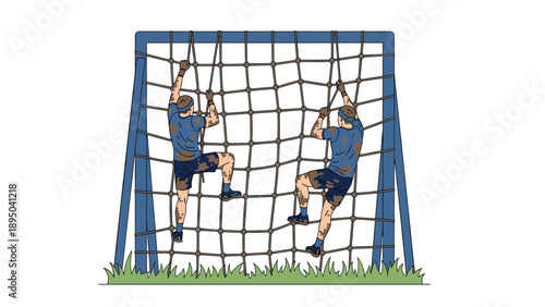 Teamwork and determination: climbers conquer obstacle course net challenge