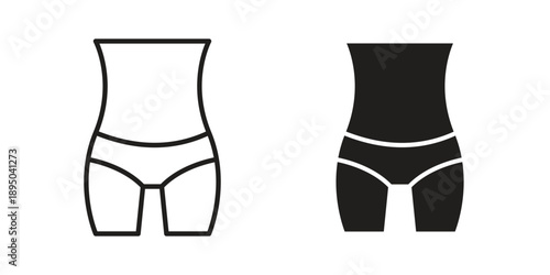 Female hips and waist icon set. Black icon on white background