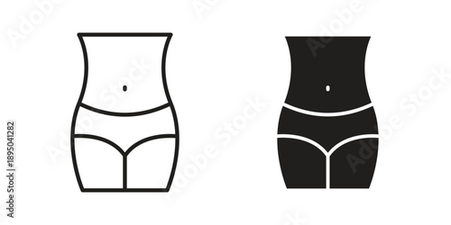 Female hips and waist icon set. Black icon on white background