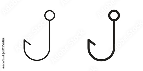 Fishing Hook icon set. Black icon on white background