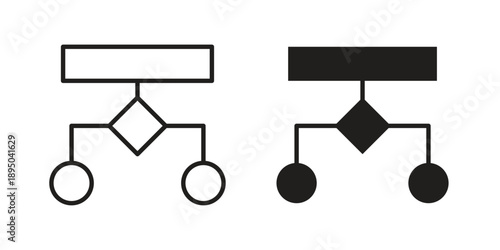 Flowchart icon set. Black icon on white background