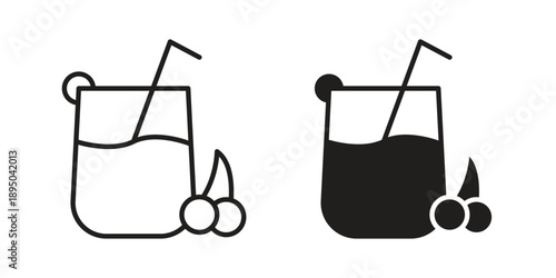 Fresh smoothie icon set. Black icon on white background