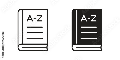 Glossary icon set. Black icon on white background