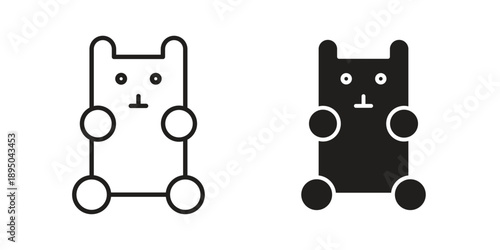 Gummy bear icon set. Black icon on white background