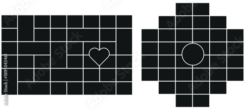 Image collage layout template set. Picture composition arrangement. Photo album or memory wall idea for banner, poster, mockup, flyer, brochure. Vector. 