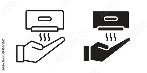 Hand dryer icon set. Black icon on white background