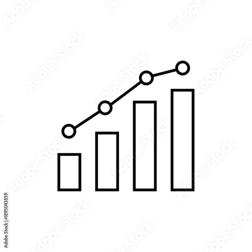Business Growth and Performance Increase Line Icon for Reports
