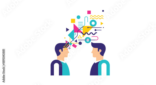 Business communication concept with two men and creative thought exchange