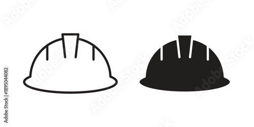 Helmet icon set. Black icon on white background