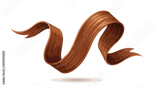 A dynamically unfurling cocoa-toned decorative ribbon, gracefully presented, offering an elegant contour for textual content or a sophisticated