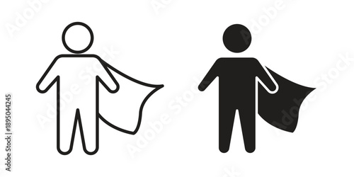 Hero icon set. Black icon on white background