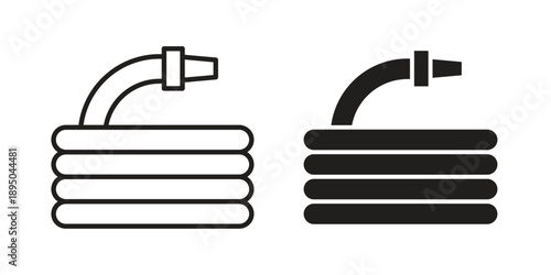 Hose icon set. Black icon on white background