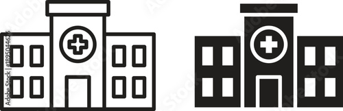 Hospital icon set. Black icon on white background