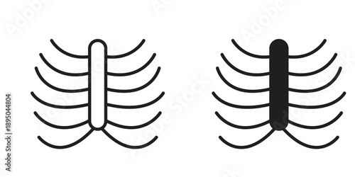 Human Ribs icon set. Black icon on white background