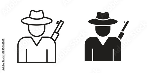 Hunter icon set. Black icon on white background