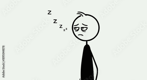 Tired Stick Figure Sleeping Zzz Symbol Exhausted.