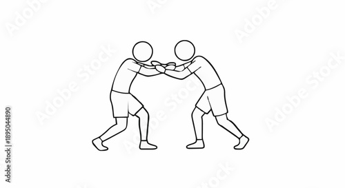 Two cartoon figures wrestling in a combat stance.