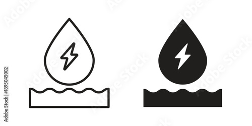 Hydraulic energy icon set. Black icon on white background