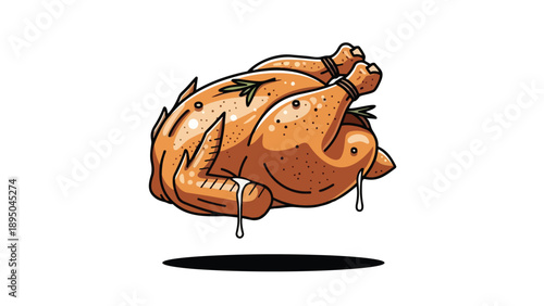 Golden brown roasted poultry centerpiece with aromatic herbs and glistening juices, ready for a delicious feast