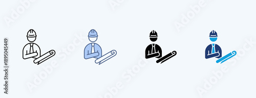 Contractor Multiple Icon Illustration Vector