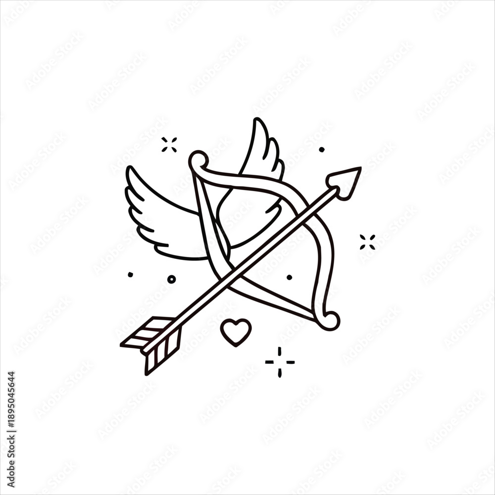 Fototapeta premium Hand drawn cupid bow and arrow illustration