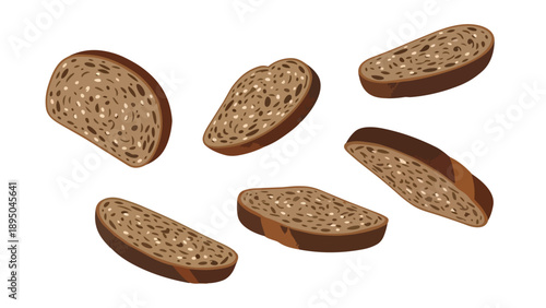 A captivating assortment of whole-grain bread slices, showcasing rustic texture and healthy appeal