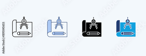 Blueprint Multiple Icon Illustration Vector