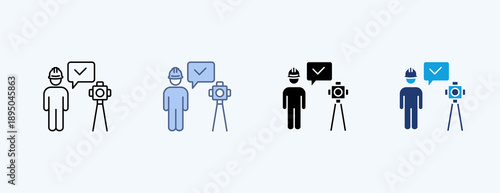 Surveyor Multiple Icon Illustration Vector