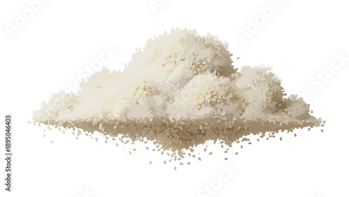 A visually engaging digital illustration depicting a pristine white granular pile, possibly salt or sugar, resting against a clean, isolated