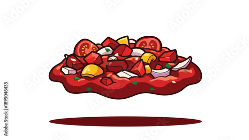 Colorful diced vegetable mix illustration perfect for culinary designs and menus