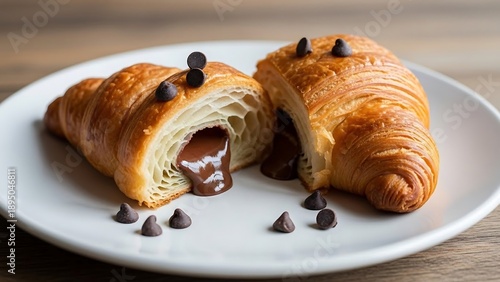 Wallpaper Mural Chocolate filled croissant on plate. Torontodigital.ca