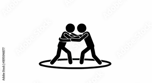 Two stick figures wrestling in a ring icon.