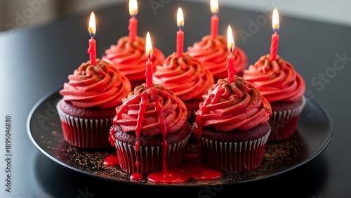 Wallpaper Mural Chocolate cupcakes with red frosting candles. Torontodigital.ca