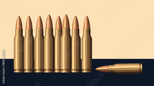 Flat design of rifle ammunition on minimalist background