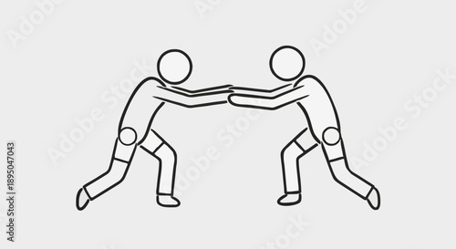 Two stick figures in a tug of war pose.