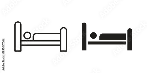 Laying in bed icon set. Black icon on white background