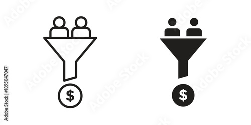 Lead conversion icon set. Black icon on white background