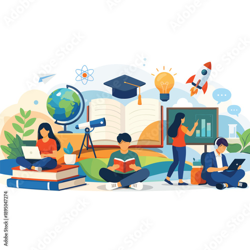 Diverse students engaged in learning and discovery