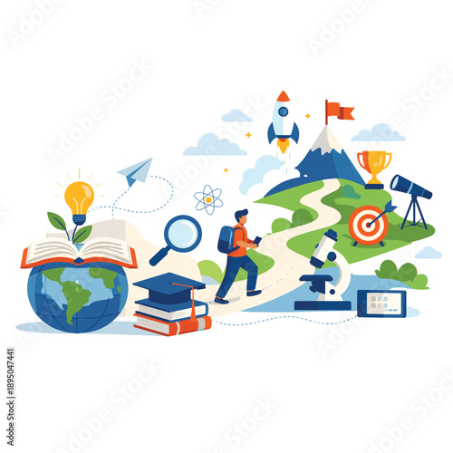 Journey of education with students and learning elements